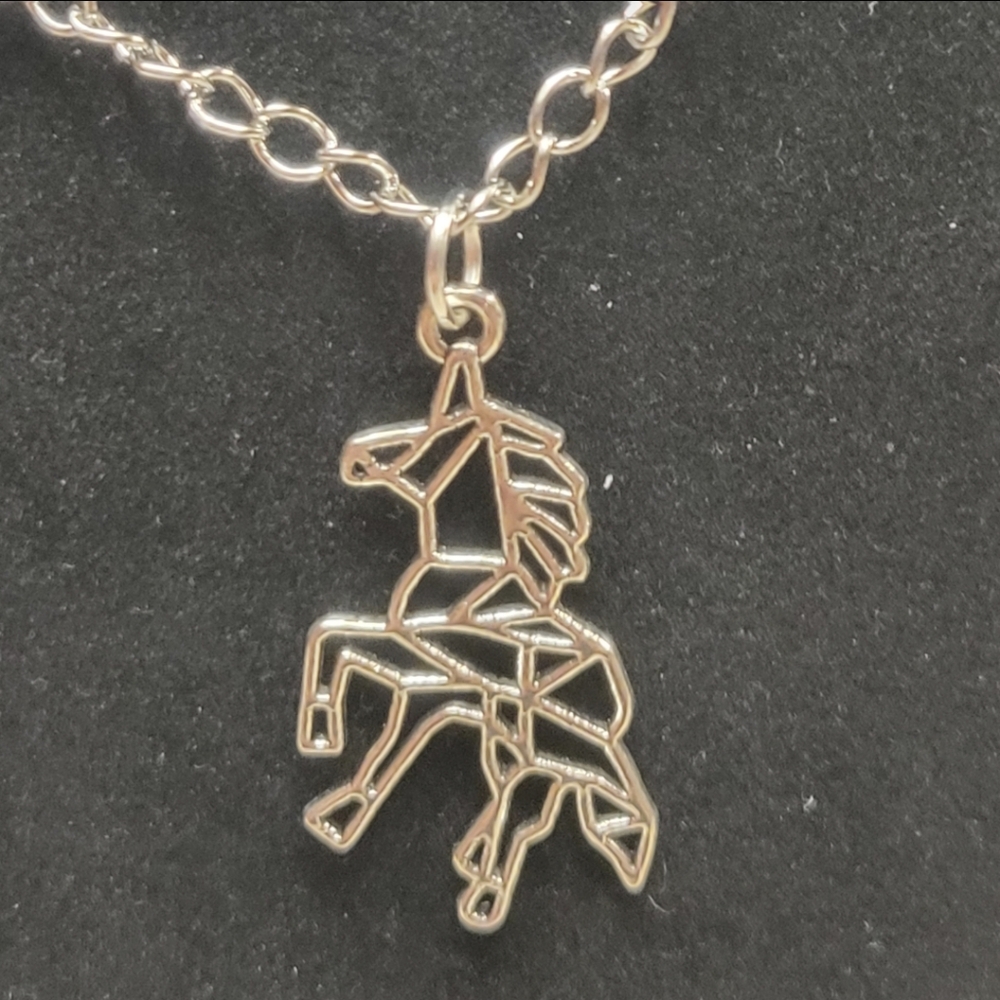 Handcrafted Silver and Cute Silver Unicorn Charm Necklace